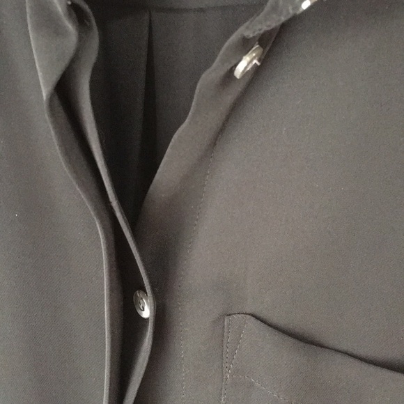 J. Crew Black Silk Collared Button Down Shirt Sz 2 - Picture 2 of 5